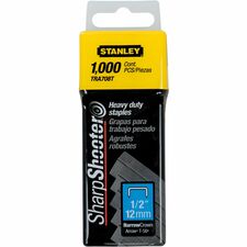 Stanley SharpShooter Heavy-Duty 1/2" Staples Heavy Duty - 1/2" - 1/2" Leg - 3/8" Crown - Silver - 5.1" Height x 1.3" Width x 1.8" Length - 1000 / Box