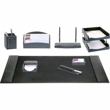 Dacasso Avellino Crocodile 9-Piece Desk Set Black - Leather - 1 Each