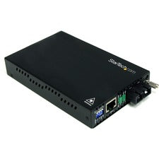 StarTech.com 10/100 Mbps Multi Mode Fiber Media Converter SC 2 km 1 x Network (RJ-45) - 1 x SC Ports - DuplexSC Port - Multi-mode - 1310 nm Fiber - Fast Ethernet - 10/100Base-TX, 100Base-FX - 2 km - AC Adapter - Desktop, Rack-mountable - TAA Compliant