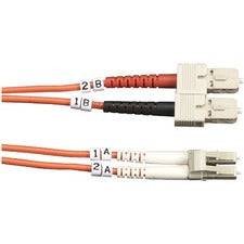 Black Box Fiber Optic Duplex Patch Network Cable 16.40 ft Fiber Optic Network Cable for Transceiver, Switch, Server, Network Device - First End: 2 x SC Network - Male - Second End: 2 x LC Network - Male - 10 Gbit/s - Patch Cable - OFNR - 50/125 &micro;m -