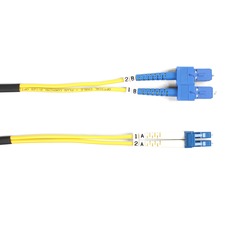 Black Box Fiber Optic Duplex Patch Network Cable 3.20 ft Fiber Optic Network Cable for Transceiver, Switch, Server, Network Device - First End: 2 x SC Network - Male - Second End: 2 x LC Network - Male - 10 Gbit/s - Patch Cable - OFNR - 9/125 &micro;m - Y