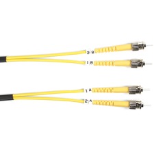 Black Box Fiber Optic Duplex Patch Network Cable 3.20 ft Fiber Optic Network Cable for Transceiver, Switch, Server, Network Device - First End: 2 x ST Network - Male - Second End: 2 x ST Network - Male - 10 Gbit/s - Patch Cable - OFNR - 9/125 &micro;m - Y