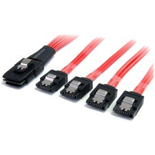 StarTech.com 1m Serial Attached SCSI SAS Cable - SFF-8087 to 4x Latching SATA 3.28 ft SAS/SATA Data Transfer Cable for Hard Drive, SAS Controller, Backplane - First End: 1 x 36-pin SFF-8087 Mini-SAS - Male - Second End: 4 x 7-pin SATA 3.0 - Male - 6 Gbit/