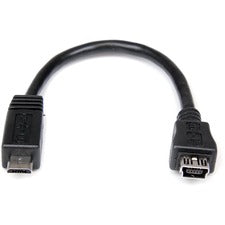 StarTech.com 6in Micro USB to Mini USB Adapter Cable M/F 1 x 5-pin Mini USB Type B - Female - 1 x 5-pin Micro USB Type B - Male - Nickel Connector - Black - 1 Each