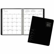 At-A-Glance Contemporary Planner Julian Dates - Monthly - 1 Year - January 2026 to December 2026 - 1 Month Double Page Layout - 6 7/8" x 8 3/4" Sheet Size - Wire Bound - Desktop - Paper, Simulated Leather - Black Cover - 9.1" Height x 7.5" Width - Texture