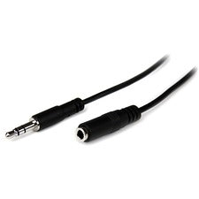 StarTech.com 1m Slim 3.5mm Stereo Extension Audio Cable - M/F 3.28 ft Mini-phone Audio Cable for Audio Device, Headphone, iPhone, iPod, MP3 Player - First End: 1 x Mini-phone Stereo Audio - Male - Second End: 1 x Mini-phone Stereo Audio - Female - Extensi