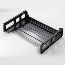 Officemate Side Load Letter Tray 1 Compartment(s) - 1 Tier(s) - 2.75" Height x 13.19" Width x 9" Depth - Stackable, Durable, Handle, Sturdy - 30% Recycled - Black - Plastic - 1 Each