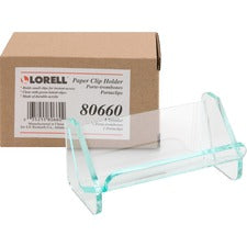 Lorell Paper Clip Holder Acrylic - Green, Transparent - 1 Each