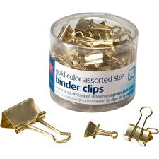 Officemate Assorted Size Binder Clips Gold - Metal - 30 / Pack