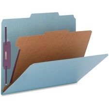 Nature Saver 2/5 Tab Cut Legal Recycled Classification Folder 8 1/2" x 14" - 2" for Folder, 2" Fastener Capacity, 2" Fastener Capacity - Top Tab Location - Right of Center Tab Position - 1 Divider(s) - 25 pt. - Blue - Durable, Eco-friendly - 100% Recycled