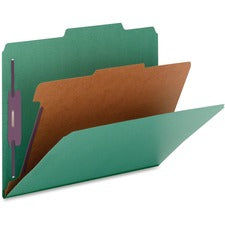 Nature Saver 2/5 Tab Cut Legal Recycled Classification Folder 8 1/2" x 14" - 2" for Folder, 2" Fastener Capacity, 2" Fastener Capacity - Top Tab Location - Right of Center Tab Position - 1 Divider(s) - 25 pt. - Green - Durable, Eco-friendly - 100% Recycle
