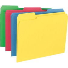Business Source 1/3 Tab Cut Letter Recycled Top Tab File Folder 8 1/2" x 11" - Top Tab Location - Assorted Tab Position - 14 pt. - 1 Plys - Assorted - Heavyweight, Durable, Sturdy - 10% Recycled - 50 / Box