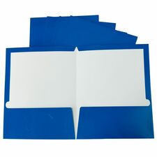 Business Source Letter Pocket Folder 8 1/2" x 11" - 100 Sheets Capacity - 2 Internal Pocket(s) - Blue - Laminated, Durable, Die-cut - 25 / Box