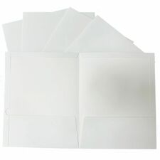 Business Source Letter Pocket Folder 8 1/2" x 11" - 100 Sheets Capacity - 2 Internal Pocket(s) - White - Laminated, Durable, Die-cut - 25 / Box