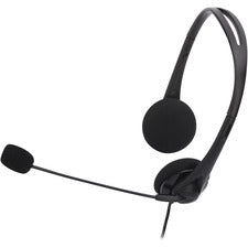 Compucessory Lightweight Stereo Headphones with Mic Stereo - Mini-phone (3.5mm) - Wired - 32 Ohm - 20 Hz to 20 kHz - Over-the-head - Binaural - Semi-open - 5.92 ft Cable - Black