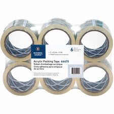 Business Source Acrylic Packing Tape 55 yd Length x 3" Width x 2.5 mil Thickness - 3" Core - Clear - Pressure-sensitive Poly - Acrylic Backing - For Mailing, Shipping, Storing - 6 / Pack