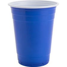 Genuine Joe 16 oz Party Cups 16 fl oz - Blue, White - Plastic - Party, Cold Drink, Beverage - 50 / Pack