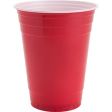 Genuine Joe 16 oz Party Cups 16 fl oz - Red - Plastic - Party, Cold Drink - 50 / Pack