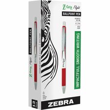Zebra Pen Z-Grip Flight Retractable Pens 1.2 mm Bold Pen Point - Retractable - Red Ink - 12 / Pack