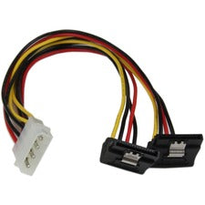 StarTech.com 12in LP4 to 2x Right Angle Latching SATA Power Y Cable Adapter For Hard Drive, Optical Drive - 1 ft Cord Length - LP4 / SATA - 1 Each