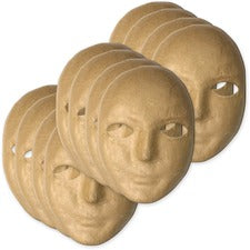 Creativity Street Paper Mache Masks Decoration - 8" Height x 6" Width x 3" Depth - Natural - Paper - 12 / Set