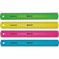 Westcott Shatterproof Ruler 11.8" Length - 1/16 Graduations - Metric Measuring System - Translucent Assorted - 1 Each