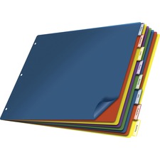 Cardinal&reg; 11x17 Poly Insertable Dividers 8 Tab(s) - 8 Tab(s)/Set - 11" Divider Width x 17" Divider Length - Clear Poly Divider - Multicolor Tab(s) - Scratch Resistant - 1 Each