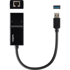 Belkin USB 3.0 to Gigabit Ethernet Adapter USB 3.0 - 1 Gbit/s Data Transfer Rate - 1 Port(s) - 1 x Network (RJ-45) - Twisted Pair - 10/100/1000Base-T