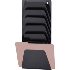 Officemate Wall File Holder 7 Compartment(s) - 22.38" Height x 9.50" Width x 2.88" Depth - Black - Plastic - 1 Each