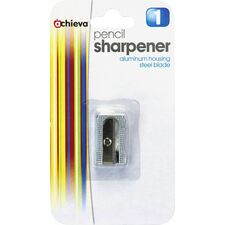 Officemate Achieva Pencil Sharpener Handheld - 0.6" Height x 0.4" Width x 1" Depth - Aluminum - Silver - 1 Each