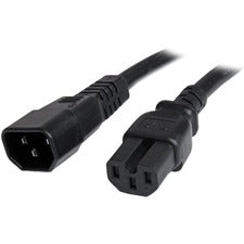 StarTech.com 3 ft 14 AWG Computer Power Cord - IEC C14 to IEC C15 For PDU, Desktop Computer, Monitor, Printer - 250 V AC / 15 A - Black - 3 ft Cord Length - IEC 60320 C14 / IEC 60320 C15 - 1 Each