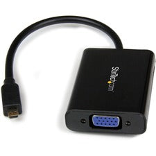 StarTech.com Micro HDMI to VGA Adapter Converter 1 x 19-pin Micro HDMI Type D Digital Audio/Video - Male - 1 x 15-pin HD-15 - Female, 1 x Mini-phone Stereo Audio - Female - Black - 1 Each