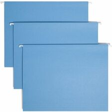 Smead 1/3 Tab Cut Letter Recycled Hanging Folder 8 1/2" x 11" - Top Tab Location - Assorted Tab Position - 11 pt. - Poly - Blue - 10% Paper Recycled - 25 / Box