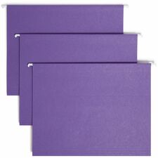 Smead 1/3 Tab Cut Letter Recycled Hanging Folder 8 1/2" x 11" - Top Tab Location - Assorted Tab Position - 11 pt. - Poly - Purple - 10% Paper Recycled - 25 / Box