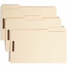 Smead 1/3 Tab Cut Legal Recycled Fastener Folder 8 1/2" x 14" - 2 x 2K Fastener(s) - Top Tab Location - Assorted Tab Position - 18 pt. - 1 Plys - Manila - 10% Paper Recycled - 50 / Box