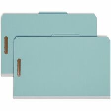 Smead 2/5 Tab Cut Legal Recycled Classification Folder 8 1/2" x 14" - 3" Expansion - 2 x 2K Fastener(s) - Top Tab Location - Right of Center Tab Position - 3 Divider(s) - 25 pt. - Pressboard - Blue - 100% Recycled - 10 / Box