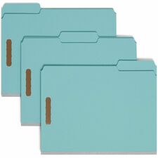 Smead 1/3 Tab Cut Letter Recycled Fastener Folder 8 1/2" x 11" - 2" Expansion - 2 x 2K Fastener(s) - Assorted Tab Position - 1 Plys - Pressboard - Blue - 100% Recycled - 25 / Box