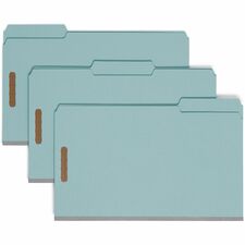 Smead 1/3 Tab Cut Legal Recycled Fastener Folder 9 1/2" x 14 5/8" - 3" Expansion - 2 x 2K Fastener(s) - Folder - Assorted Tab Position - 1 Plys - Pressboard - Blue - 100% Recycled - 25 / Box