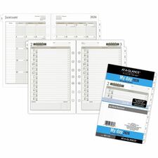 At-A-Glance Daily Planner One Page Per Day Refill, Loose-Leaf, Desk Size Julian Dates - Daily - 12 Month - January 2026 to December 2026 - Hourly - 1 Day Single Page Layout - 5 1/2" x 8 1/2" Sheet Size - White Sheet - 7-ring - Desk - White - Paper - 8.5"