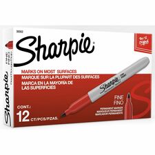 Sharpie Fine Point Permanent Marker 1 mm Fine Marker Point - Red Ink - 1 Dozen