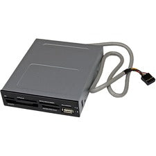 StarTech.com 3.5in Front Bay 22-in-1 USB 2.0 Internal Multi Media Memory Card Reader - Black 22-in-1 - CompactFlash Type I, CompactFlash Type II, SD, miniSD, microSD, SDHC, SDXC, MultiMediaCard (MMC), Reduced Size MultiMediaCard (MMC), Memory Stick, Memor