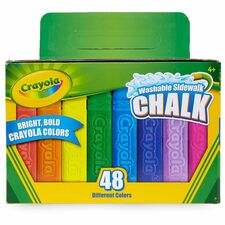 Crayola Washable Sidewalk Chalk 4" Length x 0.9" Diameter - Assorted - Roll Stop, Washable - 48 / Box