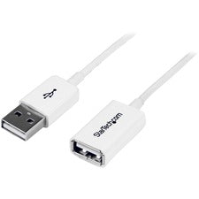 StarTech.com 1m White USB 2.0 Extension Cable A to A - M/F 3.28 ft USB Data Transfer Cable for Peripheral Device - First End: 1 x 4-pin USB 2.0 Type A - Male - Second End: 1 x 4-pin USB 2.0 Type A - Female - 480 Mbit/s - Extension Cable - Shielding - 24/2