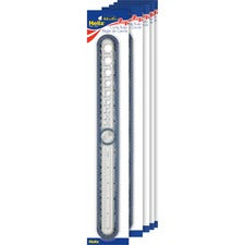 Helix Ruler 30cm / 12" Graduations - Imperial, Metric Measuring System - Plastic - Assorted - 5 / Box