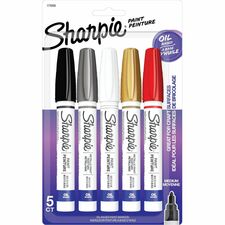 Sharpie Oil-Based Paint Marker - Medium Point Medium Marker Point - Assorted Ink - Oil Based - 5 / Pack