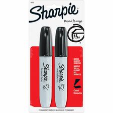 Sharpie Chisel Tip Permanent Marker Chisel Marker Point - Black Ink - Alcohol Based - 2 / Pack
