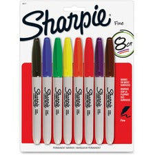 Sharpie Fine Point Permanent Marker Fine Marker Point - Assorted Ink - Alcohol Based - 8 / Pack