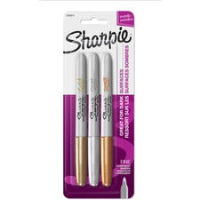 Sharpie Metallic Fine Point Permanent Marker Fine Marker Point - Gold, Silver, Bronze Ink - Alcohol Based - 3 / Set