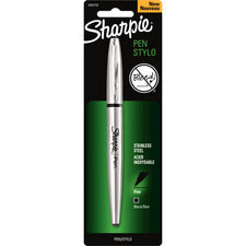 Sharpie Stainless Steel Pen Fine Pen Point - Refillable - Black Ink - Stainless Steel Stainless Steel Barrel - 1 / Pack