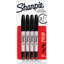Sharpie Twin Tip Permanent Markers Fine, Ultra Fine Marker Point - Black Ink - Alcohol Based - 4 / Pack